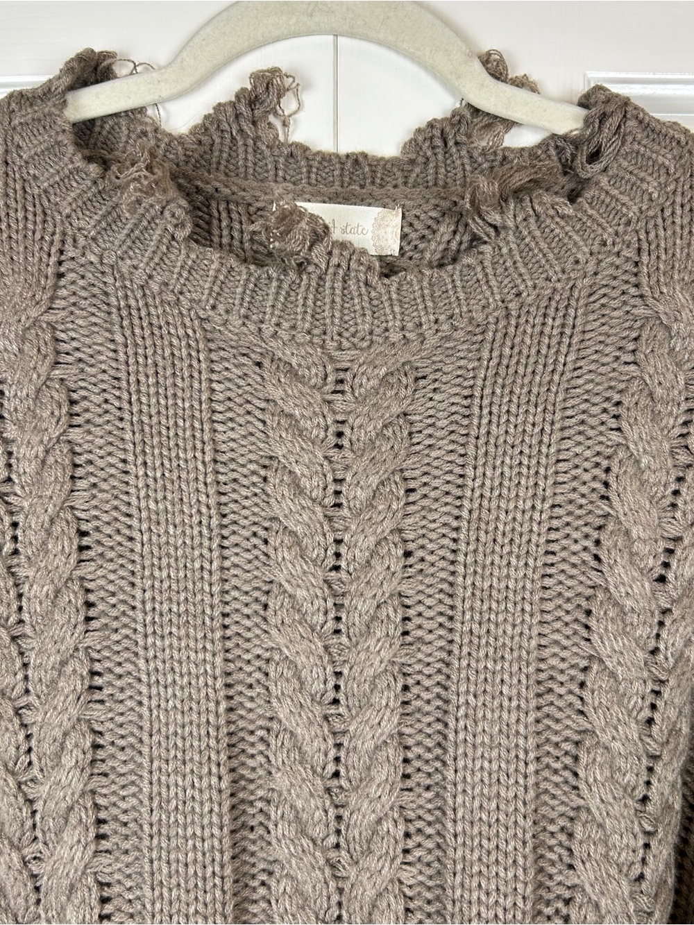Altar’d State Knit Crop Cable Fringe Sweater - Picture 3 of 11